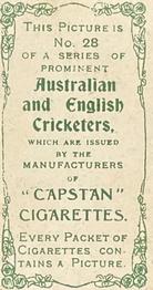 1907 Wills's Capstan Cigarettes Prominent Australian and English Cricketers #28 Arthur Christian Back