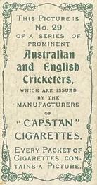 1907 Wills's Capstan Cigarettes Prominent Australian and English Cricketers #29 Jack Saunders Back