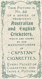 1907 Wills's Capstan Cigarettes Prominent Australian and English Cricketers #33 Archie MacLaren Back