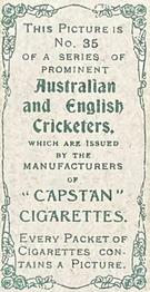 1907 Wills's Capstan Cigarettes Prominent Australian and English Cricketers #35 Neville Knox Back