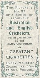 1907 Wills's Capstan Cigarettes Prominent Australian and English Cricketers #37 Wilfred Rhodes Back