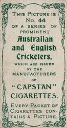 1907 Wills's Capstan Cigarettes Prominent Australian and English Cricketers #44 Reginald Foster Back