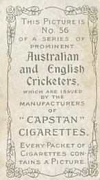 1907 Wills's Capstan Cigarettes Prominent Australian and English Cricketers #56 Fred Holland Back