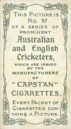 1907 Wills's Capstan Cigarettes Prominent Australian and English Cricketers #57 Kenneth Hutchings Back