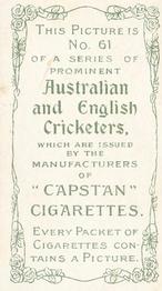 1907 Wills's Capstan Cigarettes Prominent Australian and English Cricketers #61 Reggie Spooner Back