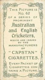 1907 Wills's Capstan Cigarettes Prominent Australian and English Cricketers #62 Cuthbert Burnup Back