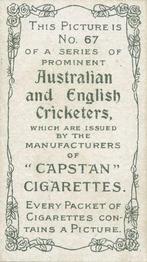 1907 Wills's Capstan Cigarettes Prominent Australian and English Cricketers #67 Jack Hobbs Back