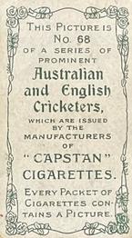 1907 Wills's Capstan Cigarettes Prominent Australian and English Cricketers #68 Joe Hardstaff Sr. Back
