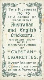 1907 Wills's Capstan Cigarettes Prominent Australian and English Cricketers #70 Jack Crawford Back