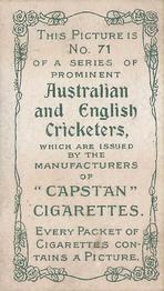 1907 Wills's Capstan Cigarettes Prominent Australian and English Cricketers #71 Dick Young Back