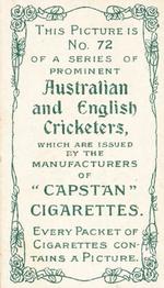 1907 Wills's Capstan Cigarettes Prominent Australian and English Cricketers #72 Sydney Barnes Back