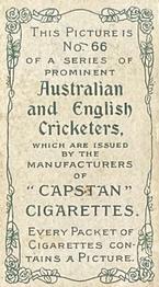 1907 Wills's Capstan Cigarettes Prominent Australian and English Cricketers #66 Frederick Fane Back