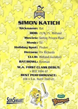 2001-02 Western Warriors #NNO Simon Katich Back