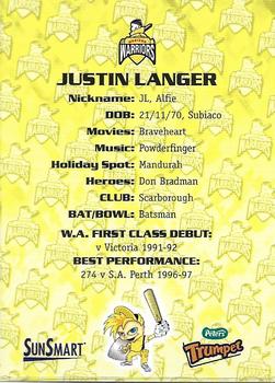 2001-02 Western Warriors #NNO Justin Langer Back