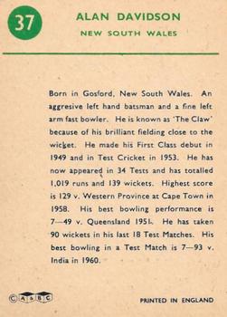 1961 A&BC Cricket 1961 Test Series (Standard Border) #37 Alan Davidson Back