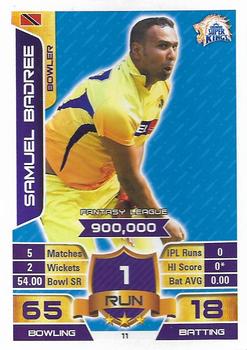 2015-16 Topps Cricket Attax IPL #11 Samuel Badree Front