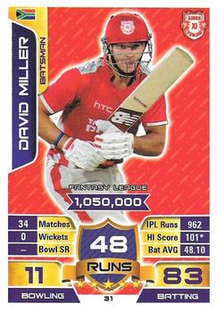 2015-16 Topps Cricket Attax IPL #31 David Miller Front