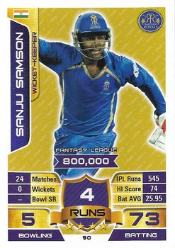 2015-16 Topps Cricket Attax IPL #90 Sanju Samson Front