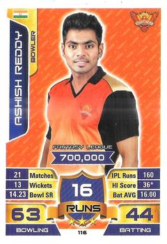 2015-16 Topps Cricket Attax IPL #116 Ashish Reddy Front