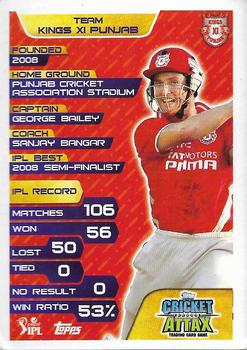 2015-16 Topps Cricket Attax IPL #123 George Bailey Back