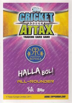 2015-16 Topps Cricket Attax IPL #150 Rajat Bhatia Back