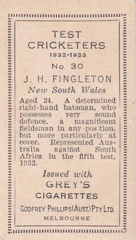 1932 Godfrey Phillips Test Cricketers #30 Jack Fingleton Back