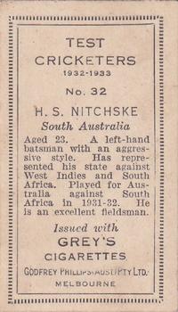 1932 Godfrey Phillips Test Cricketers #32 Jack Nitschke Back