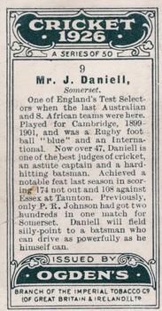 1926 Ogden's Cricket #9 John Daniell Back