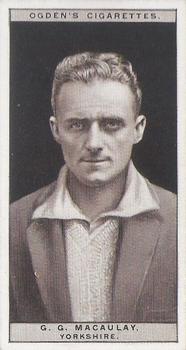 1926 Ogden's Cricket #32 George Macaulay Front