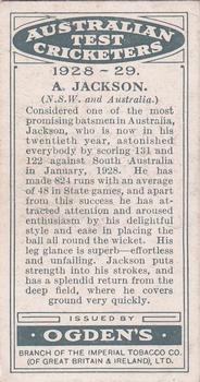 1928-29 Ogden's Australian Test Cricketers #NNO Archie Jackson Back