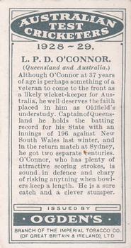 1928-29 Ogden's Australian Test Cricketers #NNO Leo O'Connor Back