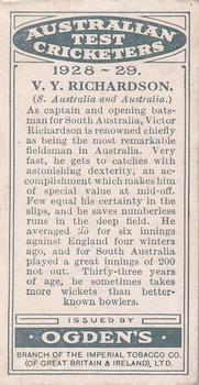 1928-29 Ogden's Australian Test Cricketers #NNO Vic Richardson Back