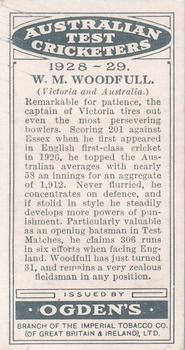 1928-29 Ogden's Australian Test Cricketers #NNO Bill Woodfull Back