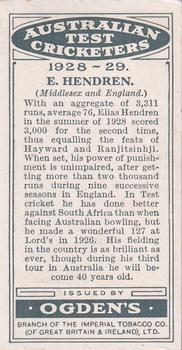 1928-29 Ogden's Australian Test Cricketers #NNO Patsy Hendren Back