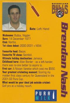2003-04 Queensland Bulls #NNO Brendan Nash Back