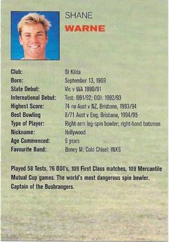 1997-98 Victorian Bushrangers Cricket #NNO Shane Warne Back
