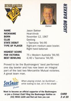 1999-00 Victorian Bushrangers Cricket #3 Jason Bakker Back