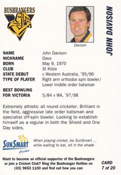 1999-00 Victorian Bushrangers Cricket #7 John Davison Back