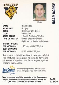1999-00 Victorian Bushrangers Cricket #12 Brad Hodge Back