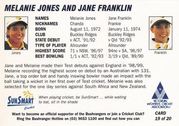 1999-00 Victorian Bushrangers Cricket #19 Melanie Jones / Jane Franklin Back