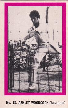 1974 Sunicrust Cricket #15 Ashley Woodcock Front