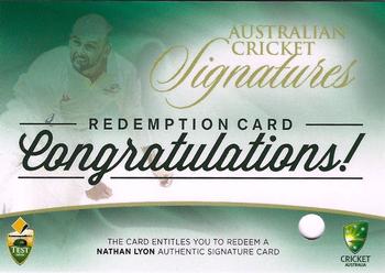 2015-16 Tap 'N' Play CA/BBL Cricket - Australian Cricket Signatures Redemption #ACS-2 Nathan Lyon Front