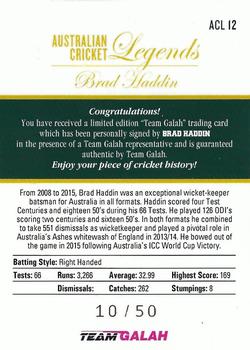 2021 Team Galah Australian Cricket Legends Signatures #ACL 12 Brad Haddin Back