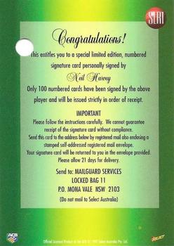 1997-98 Select - Signature Legends Redemption #SLR1 Neil Harvey Back