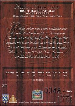 1996 Futera Heritage Collection #58 Brian Taber Back
