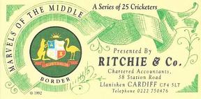 1992 Ritchie & Co Marvels Of The Middle #NNO Allan Border Back