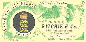 1992 Ritchie & Co Marvels Of The Middle #NNO Denis Compton Back
