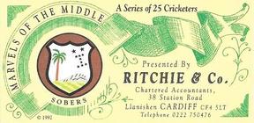 1992 Ritchie & Co Marvels Of The Middle #NNO Garfield Sobers Back