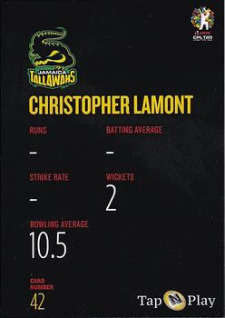 2019 Tap 'N' Play Caribbean Premier League #42 Christopher Lamont Back