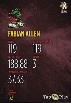 2019 Tap 'N' Play Caribbean Premier League #52 Fabian Allen Back